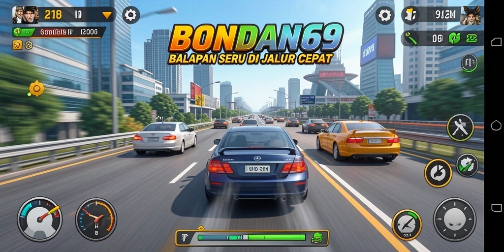 Tampilan menarik dari gameplay racing yang mendebarkan.