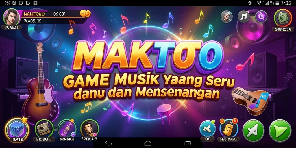Tampilan gameplay seru di MAKTOTO dengan berbagai lagu.