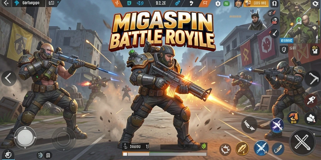 Screenshot dari gameplay MIGASPIN dalam pertempuran seru Battle Royale.