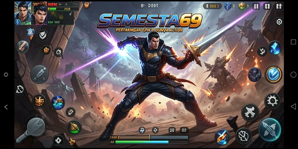 Tangkapan layar menunjukkan aksi seru dalam game SEMESTA69.